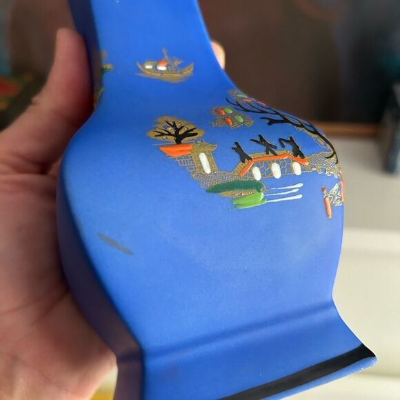 Blue Decorative Vase with Asian Art Design - Picture 10 of 15